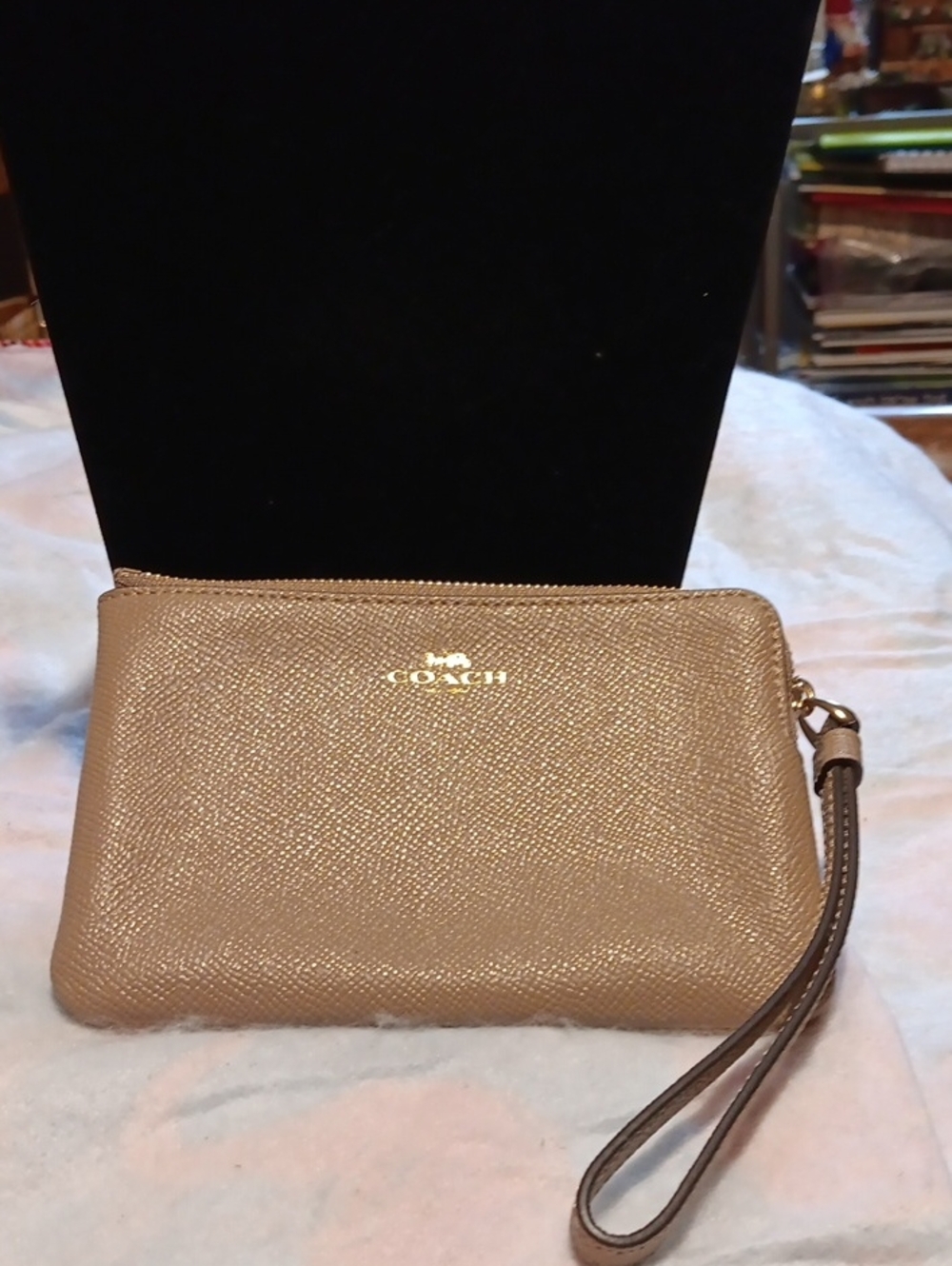Coach Beige Wristlet Clutch